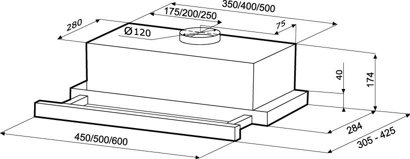 Купить Вытяжка встраиваемая KRONA KAMILLA 450 INOX ( 1 мотор) — Фото 2