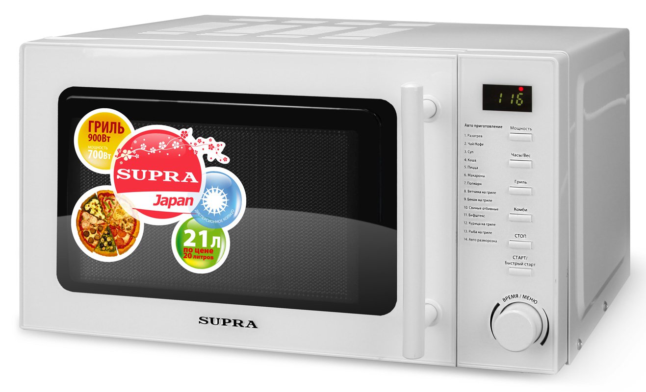 Микроволновая печь SUPRA MW-G2112TW																		 — описание, фото, цены в интернет-магазине PT Stores