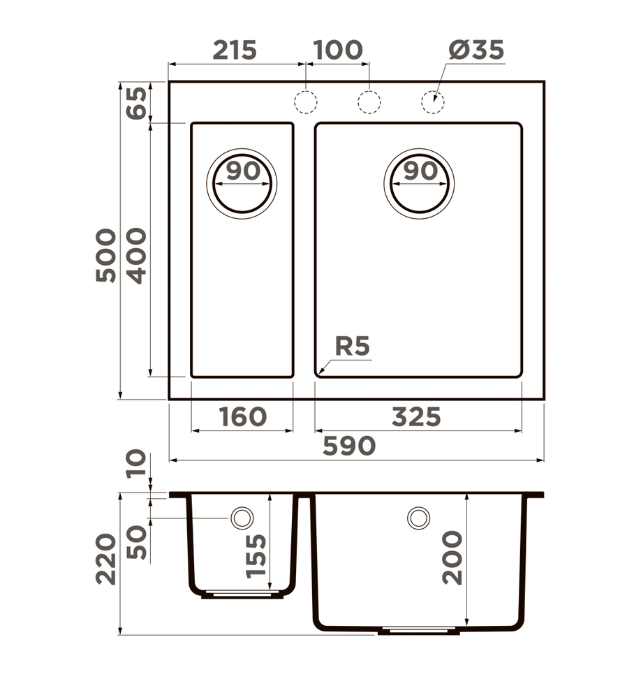 Купить Мойка OMOIKIRI Bosen 59-2A-GB Artceramic/графит — Фото 2