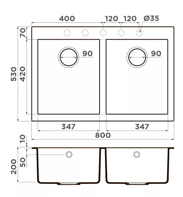 Купить Мойка OMOIKIRI Bosen 80-2-DC Tetogranit/темный шоколад — Фото 3