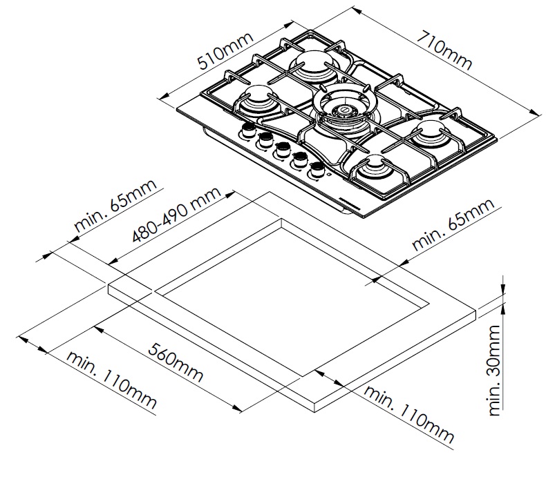 Купить Газовая варочная панель KUPPERSBERG FS 73 X — Фото 4
