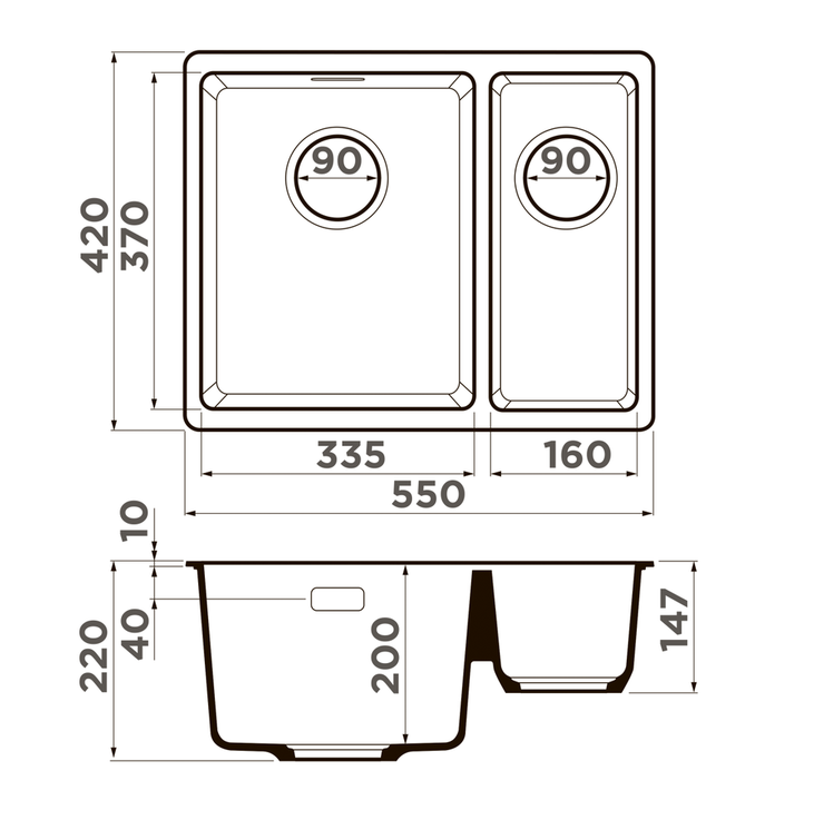 Купить Мойка OMOIKIRI Kata 55-2-U-BE Artgranit/ваниль — Фото 2