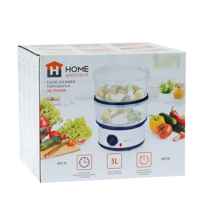 Купить Пароварка HOME-ELEMENT HE-FS1500 серый жемчуг — Фото 4