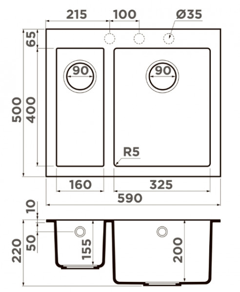 Купить Мойка OMOIKIRI Bosen 59-2-GR Tetogranit/leningrad grey — Фото 2