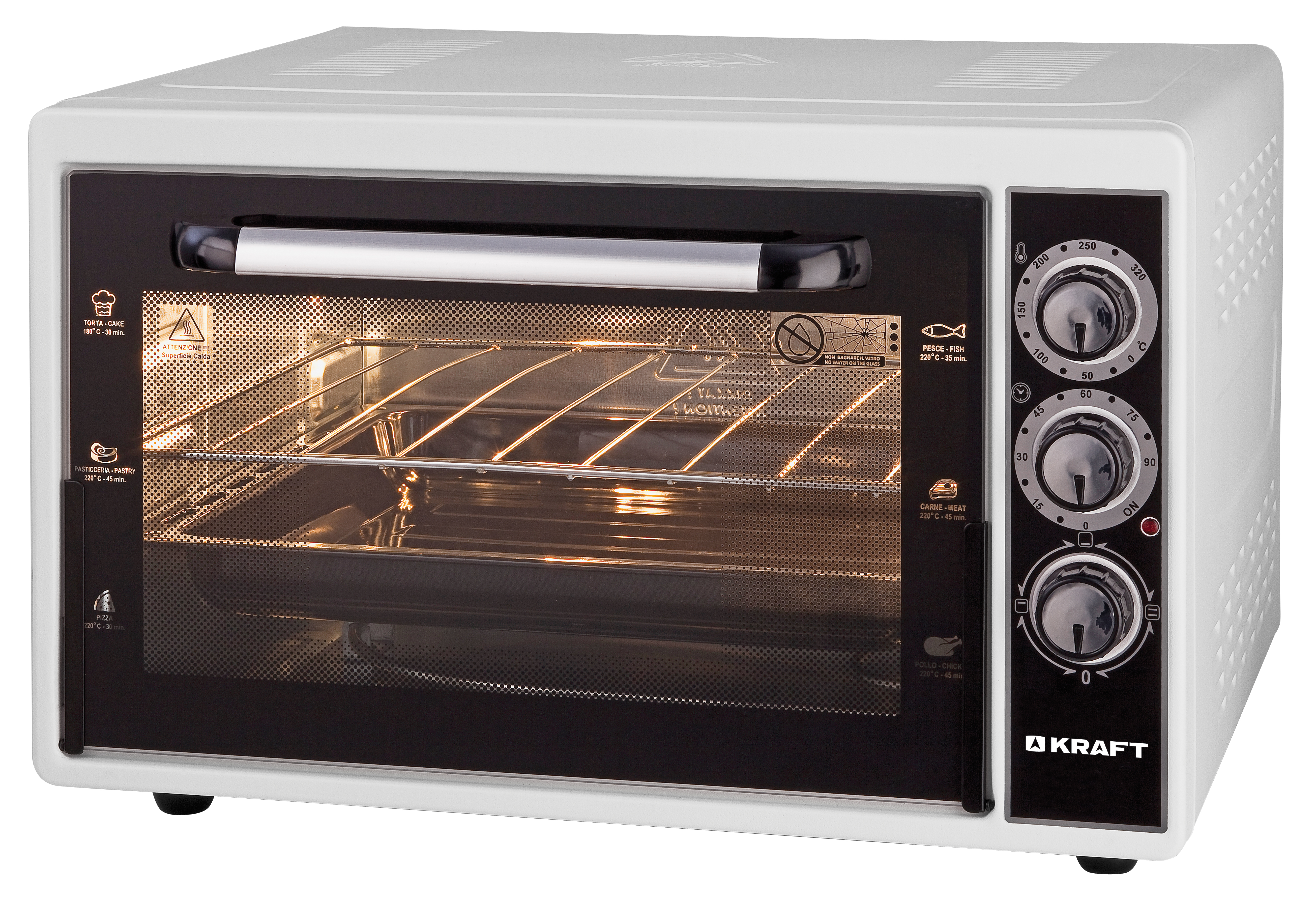 Мини-печь KRAFT KF-MO 3801 W 38л,бел.,свет																		 — описание, фото, цены в интернет-магазине PT Stores