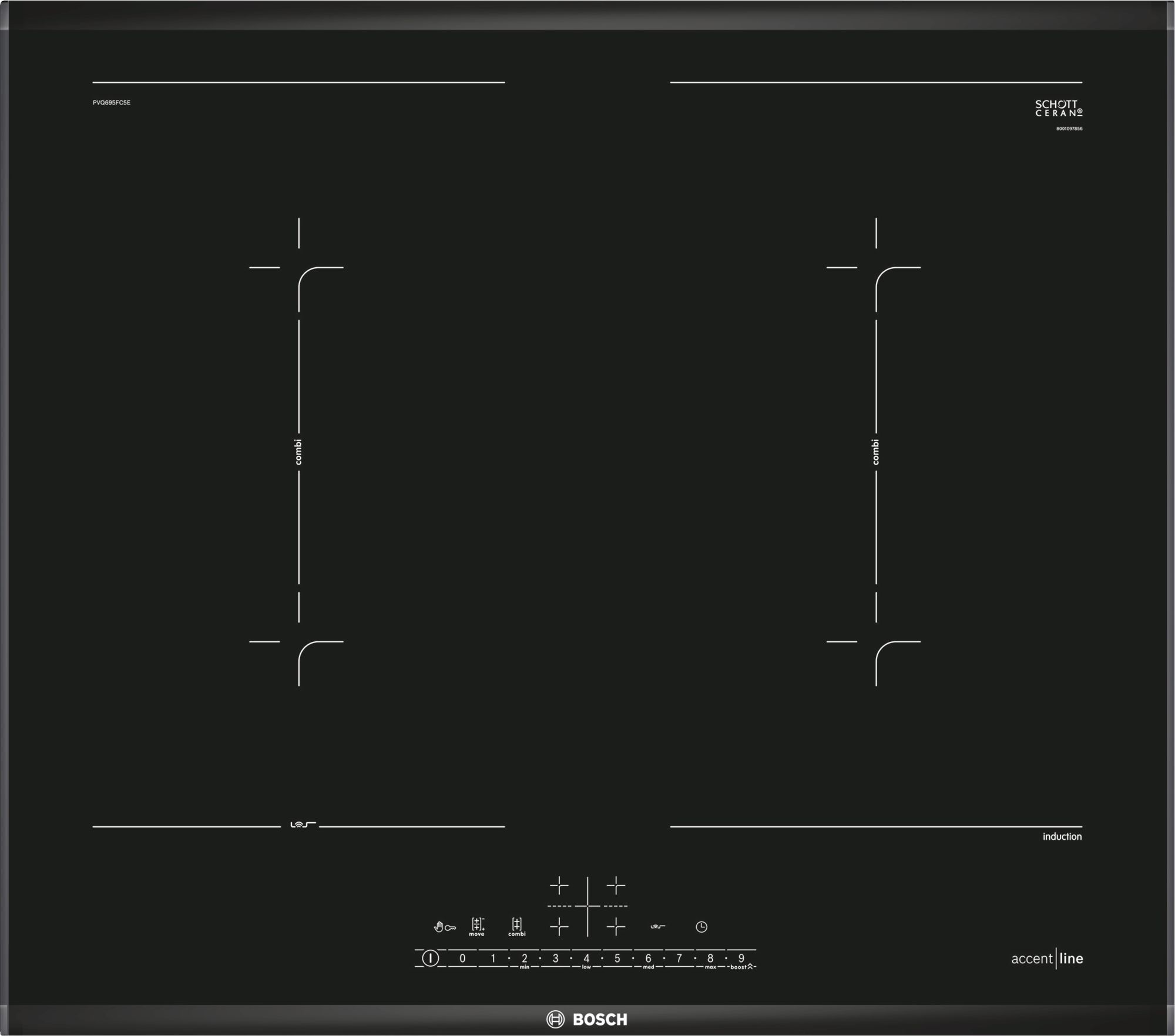 Индукционная варочная панель BOSCH PVQ695FC5E																		 — описание, фото, цены в интернет-магазине PT Stores
