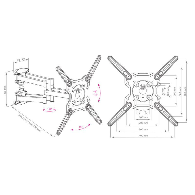 Купить Кронштейн Kromax OPTIMA-407 серый — Фото 5