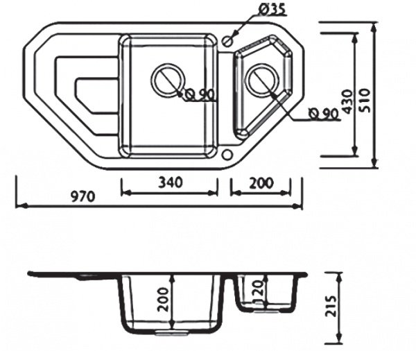 Купить Мойка KUPPERSBERG LAVANDA 1,5B1D BLACK METAL — Фото 3