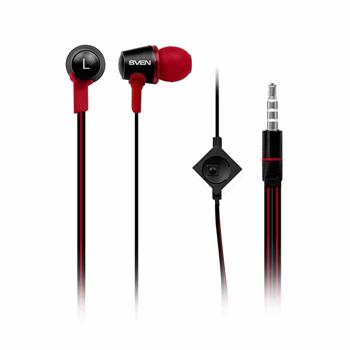 Наушники SVEN E-190M черный/красный																		 — описание, фото, цены в интернет-магазине PT Stores