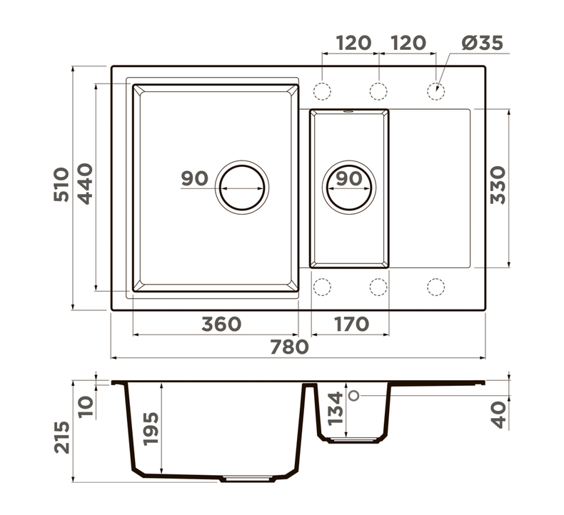Купить Мойка OMOIKIRI Daisen 78-2-BE Artgranit/ваниль — Фото 2