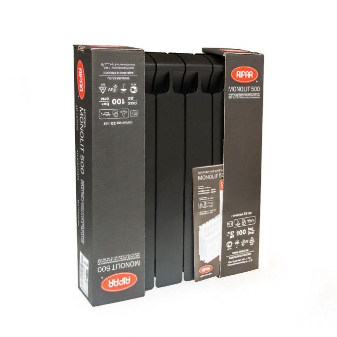 Купить Радиатор RIFAR Monolit 500-6 Ду 3/4 (RAL 9005 матовый) — Фото 3