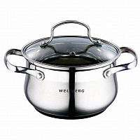 WELLBERG 1694 WB Кастрюля  со стекл.крышкой,20х12,5см,3,9л,нжс,индукционное дно